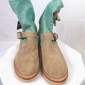 Suede and Canvas Boots